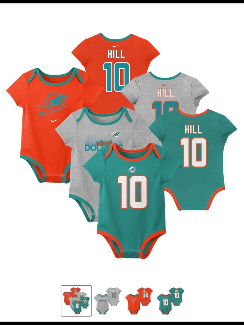 Nike Infant Miami Team Bodysuit Set - Orange, Teal, Gray